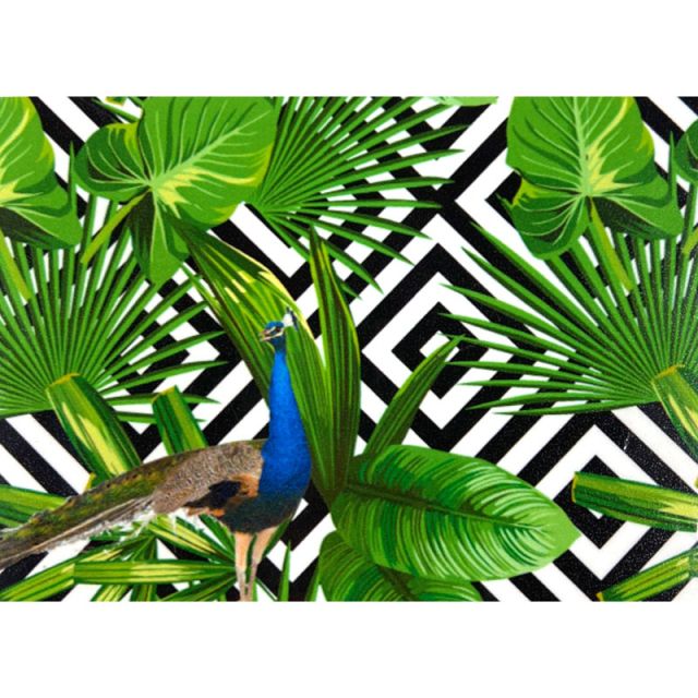 TROPICAL LEAVES PEACOCK 3 Backdrop Hire 3mW x 3.6mH