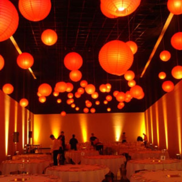 Vibrant chinese lanterns shining orange