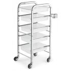 "Satin" White Makeup Trolley (5 Trays)