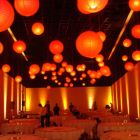 Vibrant chinese lanterns shining orange