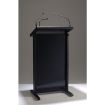 Black Lectrum Lectern with Microphones and Light