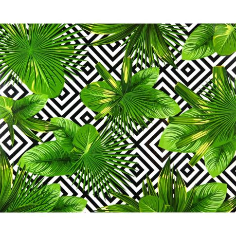 Pre-printed and designed backdrop B&W LEAVES Backdrop Hire 3.6mW x 3mH