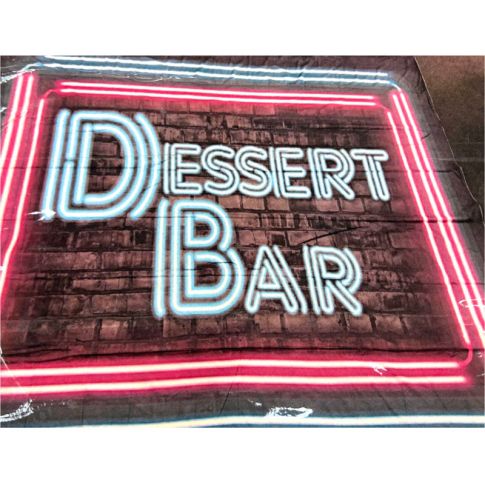 Pre-printed and designed backdrop BAR DESSERT NEON 3 Backdrop Hire 3.6mW x 3mH