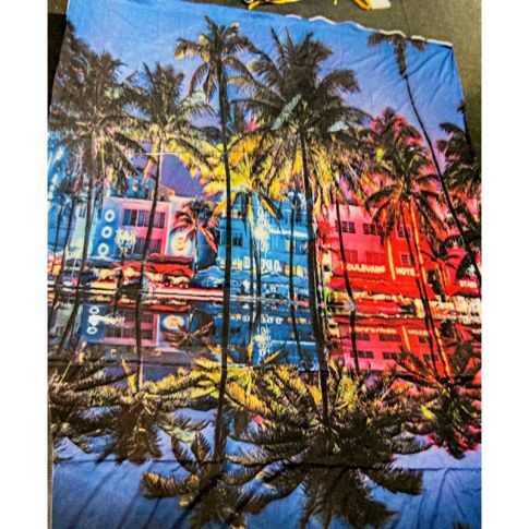 Pre-printed and designed backdrop MIAMI SOUTH BEACH AT NIGHT Backdrop Hire 3mW x 3.6mH