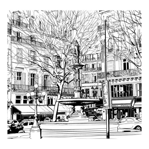 Pre-printed and designed backdrop PARIS SKETCH 1 Backdrop Hire 2.4mW x 2.3mH