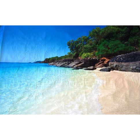 Pre-printed and designed backdrop PARADISE BEACH Backdrop Hire 3.5mW x 2.4mH