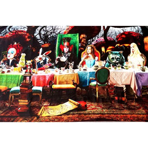Pre-printed and designed backdrop ALICE IN WONDERLANDTEAPARTY Backdrop Hire 3.6mW x 2.3mH