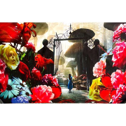 Pre-printed and designed backdrop ALICE IN WONDERLAND'GATES' Backdrop Hire 3.6mW x 2.3mH