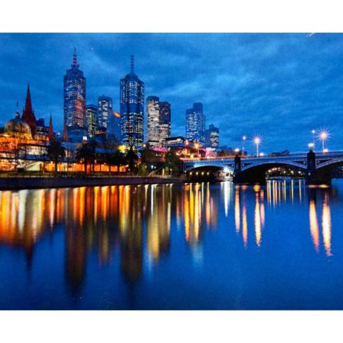 Pre-printed and designed backdrop MELBOURNE CITY SKYLINE Backdrop Hire 3.6mW x 2.3mH