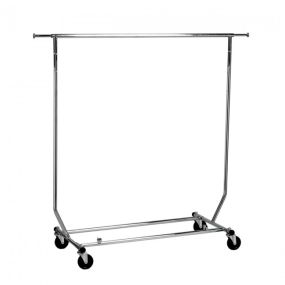 Collapsible-clothes-Rack-Hire-Single-Rail-Lockable-Castors